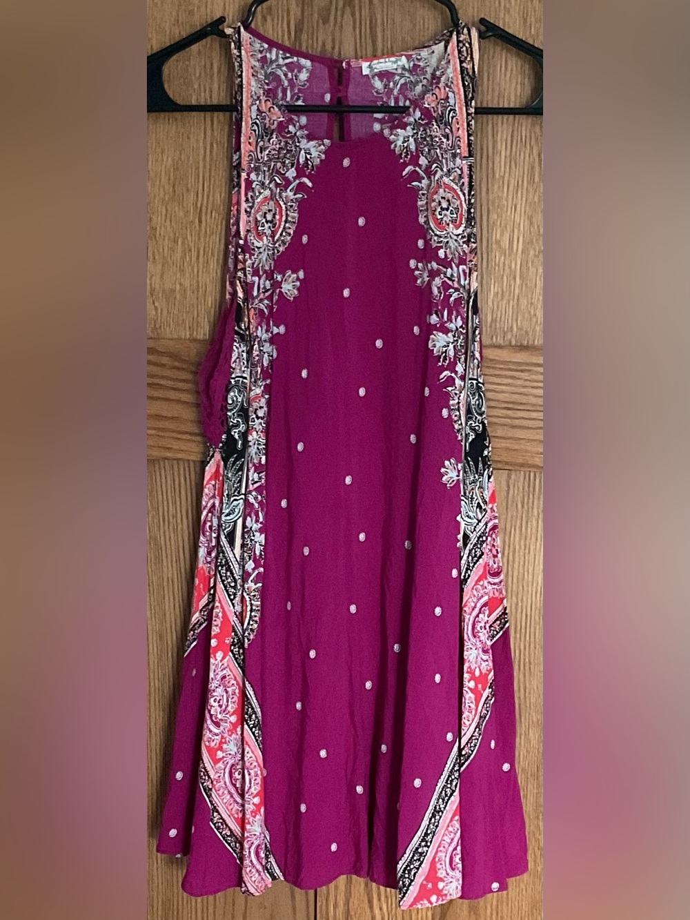 Free People Fuchsia Paisley-Trim Midi Dress